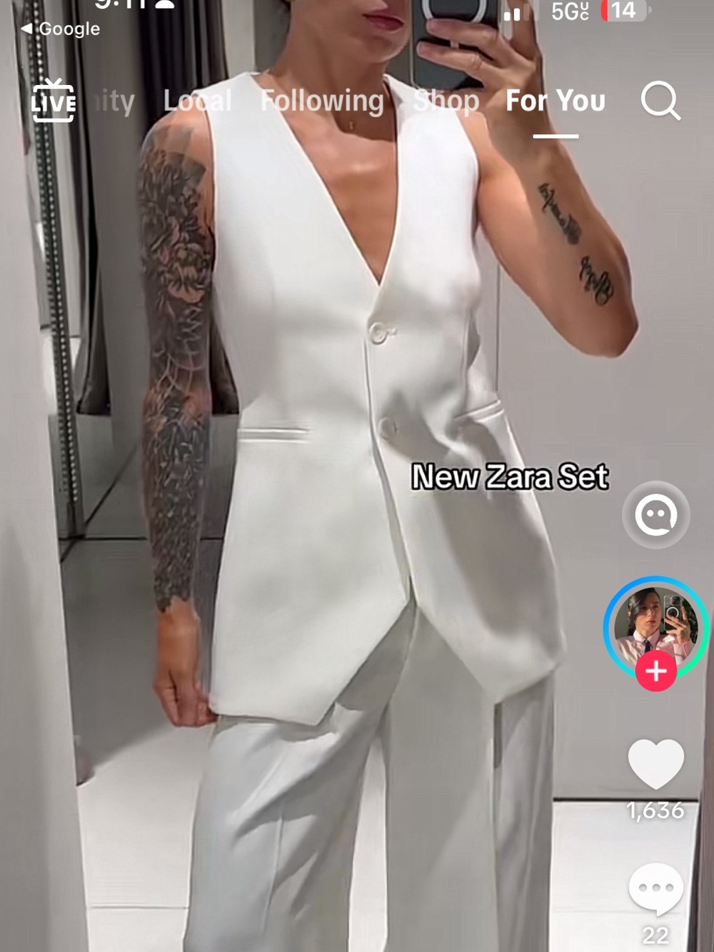 Zara White Sleeveless Tailored Vest